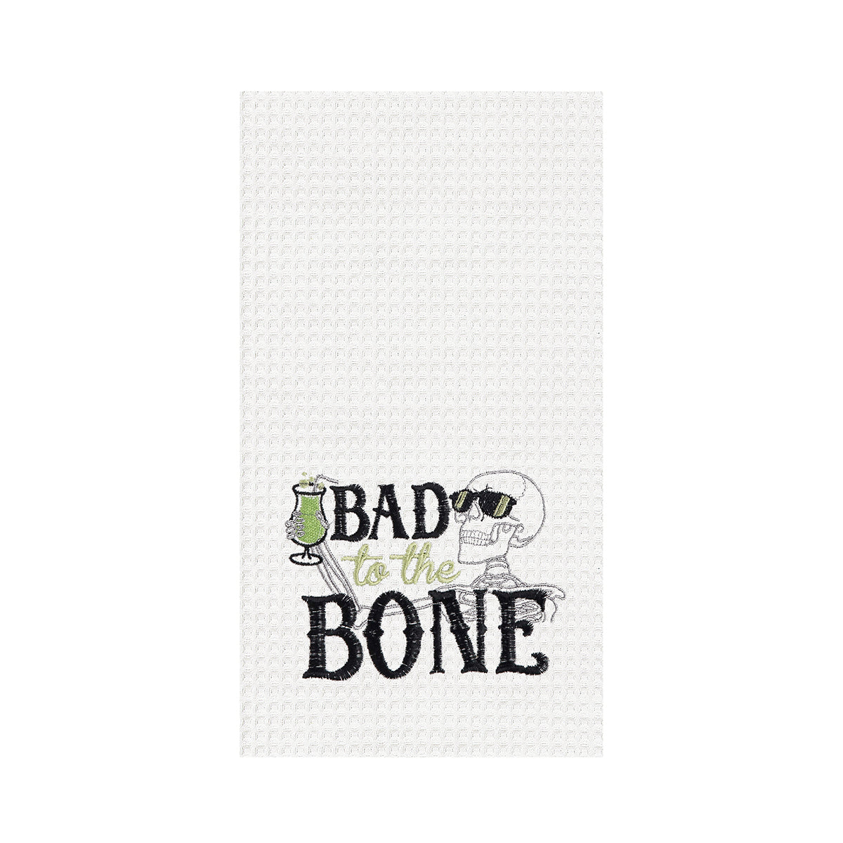 Bad To The Bone Skeleton Waffle Weave Kitchen Towel
