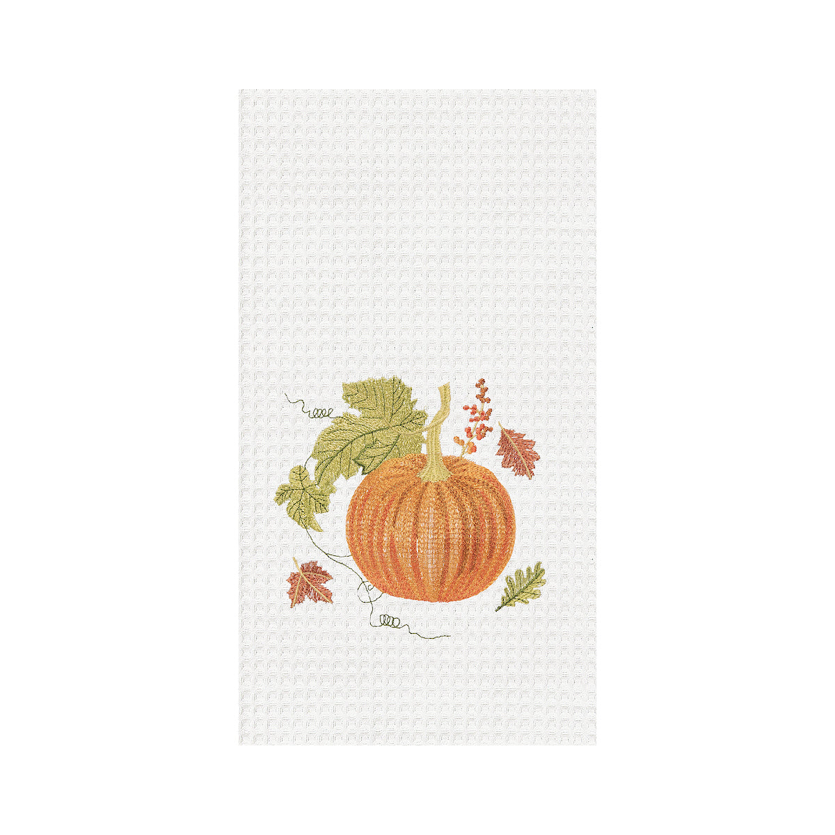 Orange Autumn Waffle Weave Kitchen Towel
