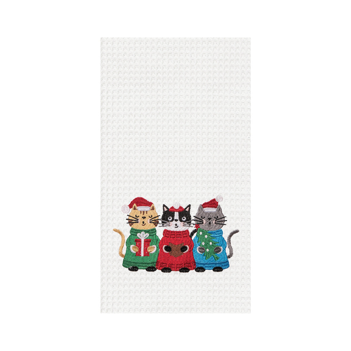 Caroling Cats Waffle Weave Kitchen Towel