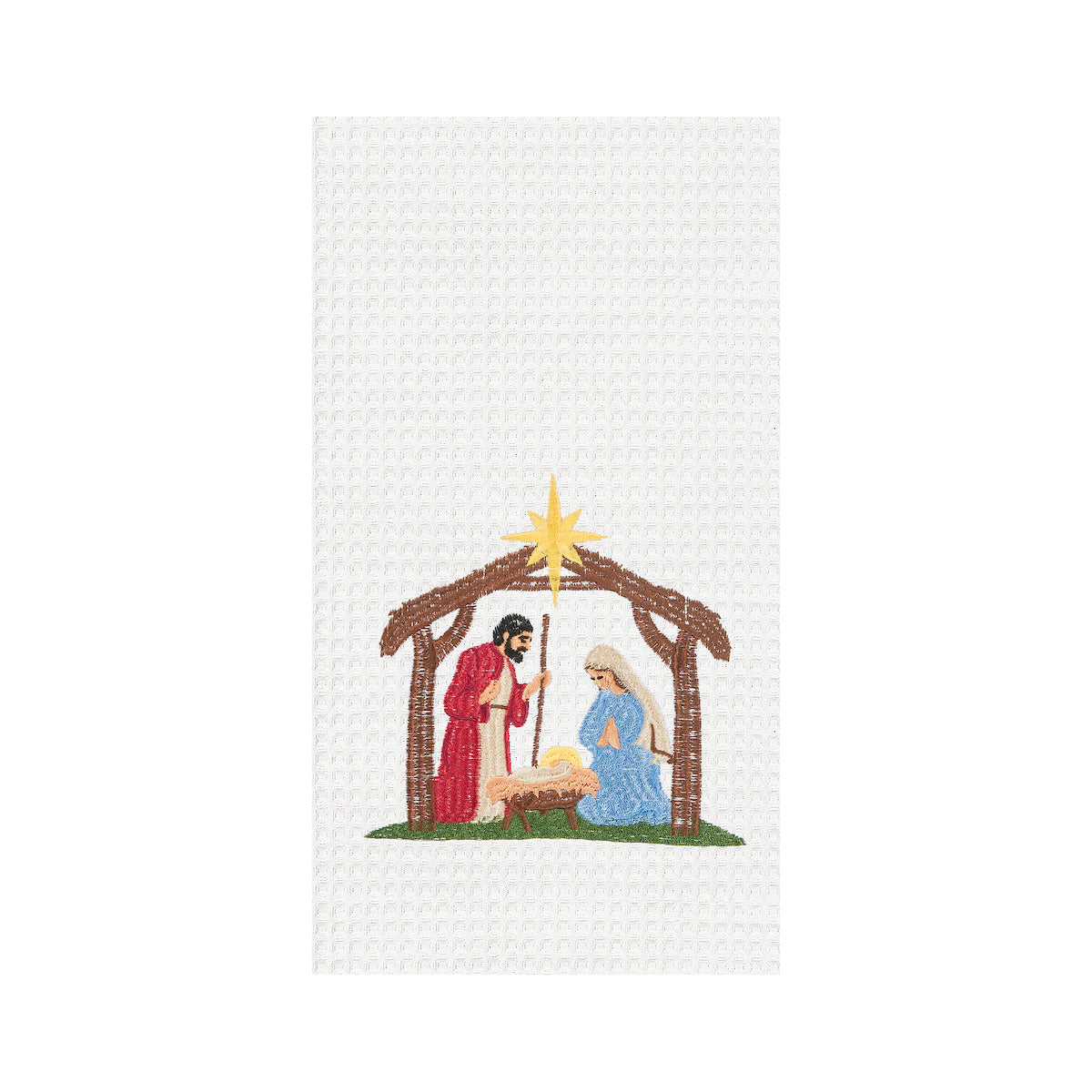 Nativity Scene Waffle Weave Kitchen Towel