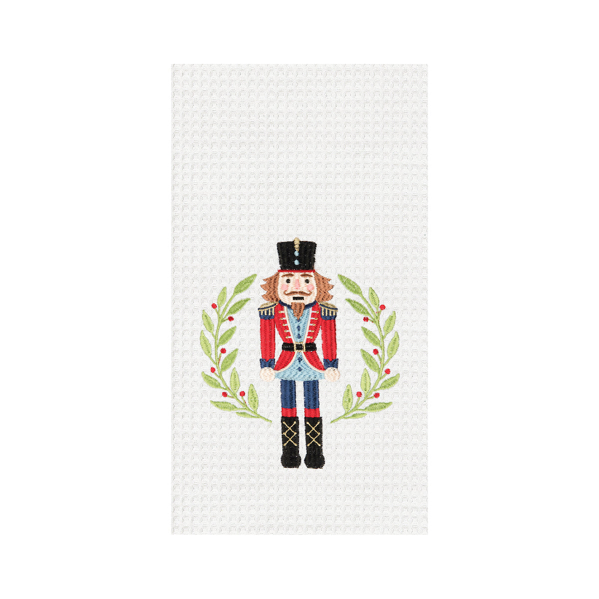 Nutcracker Wreath Waffle Weave Kitchen Towel