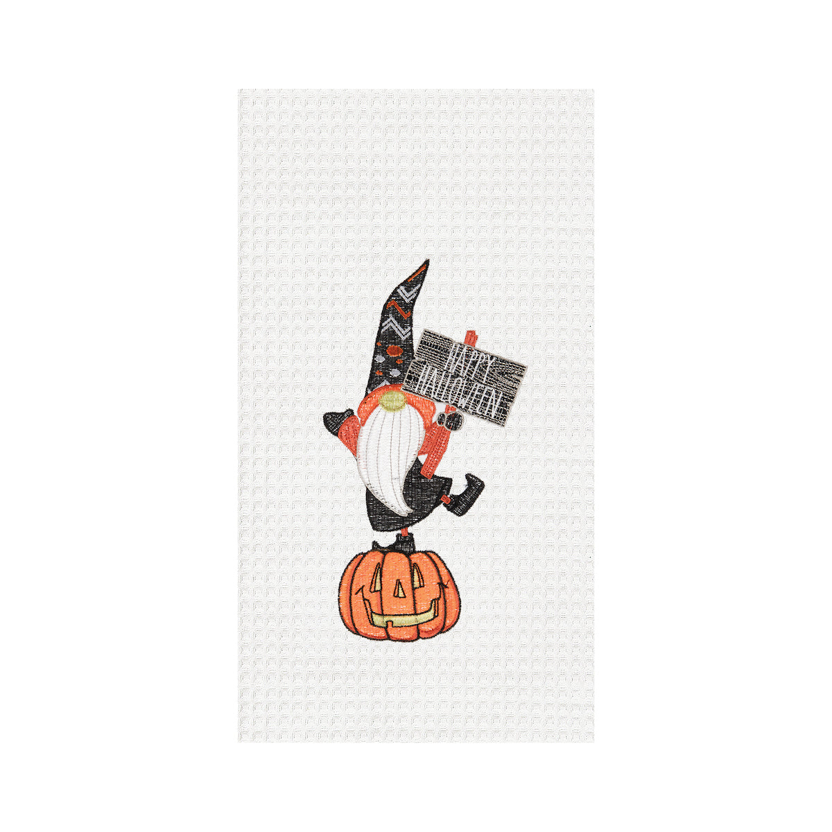 Halloween Gnome Waffle Weave Kitchen Towel