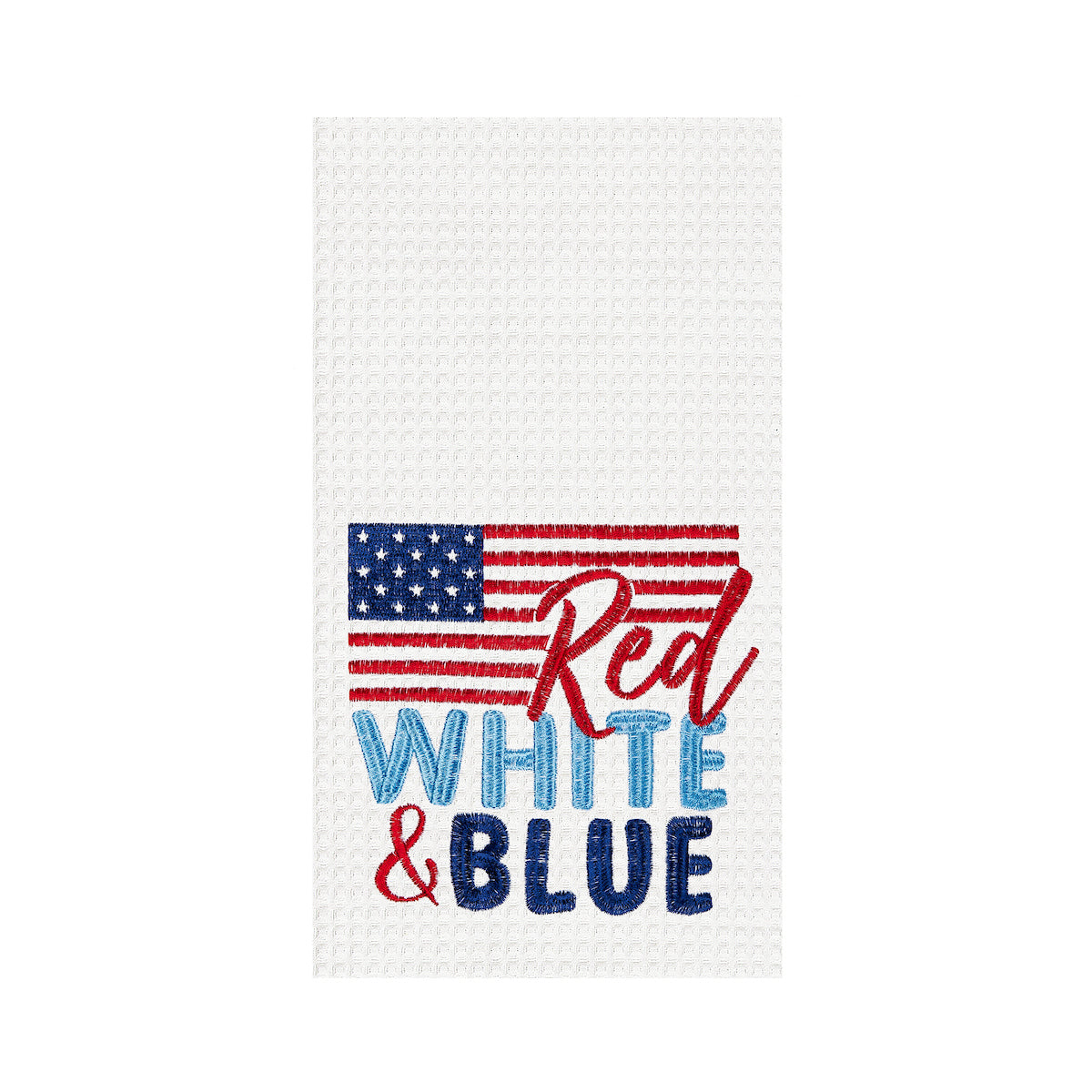 Red White & Blue Flag Waffle Weave Kitchen Towel