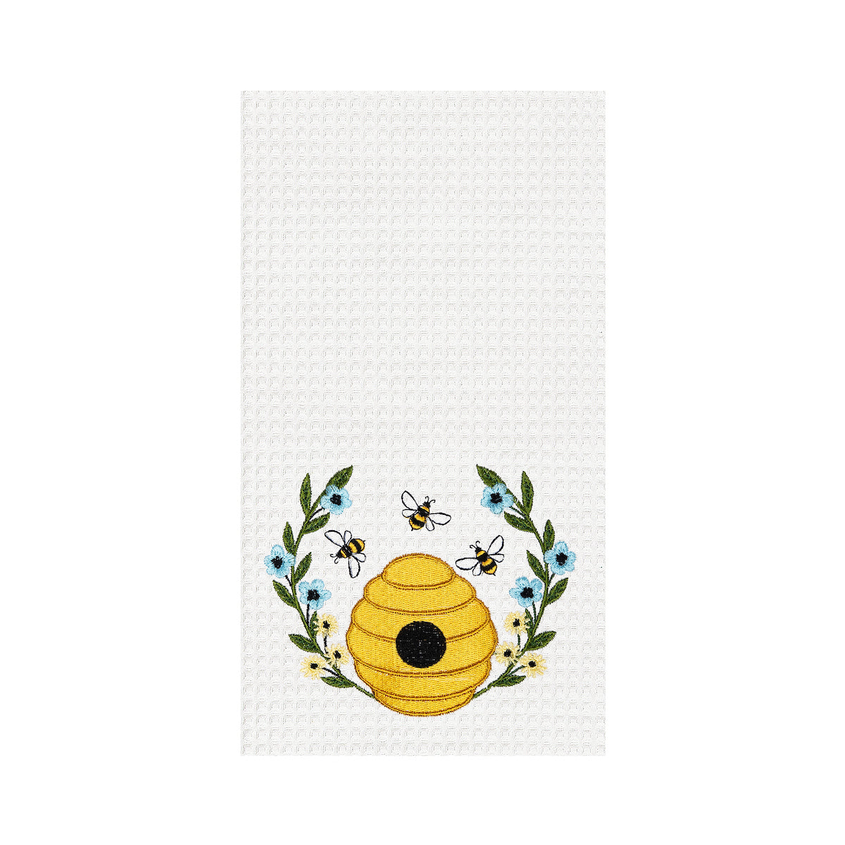 Bee Hive Wreath Waffle Weave Kitchen Towel
