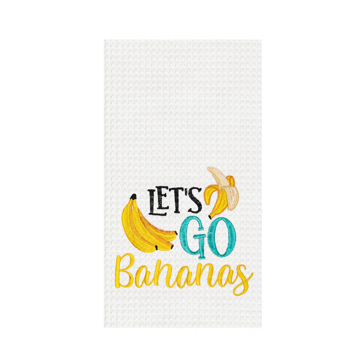 Let's Go Bananas Waffle Weave Kitchen Towel