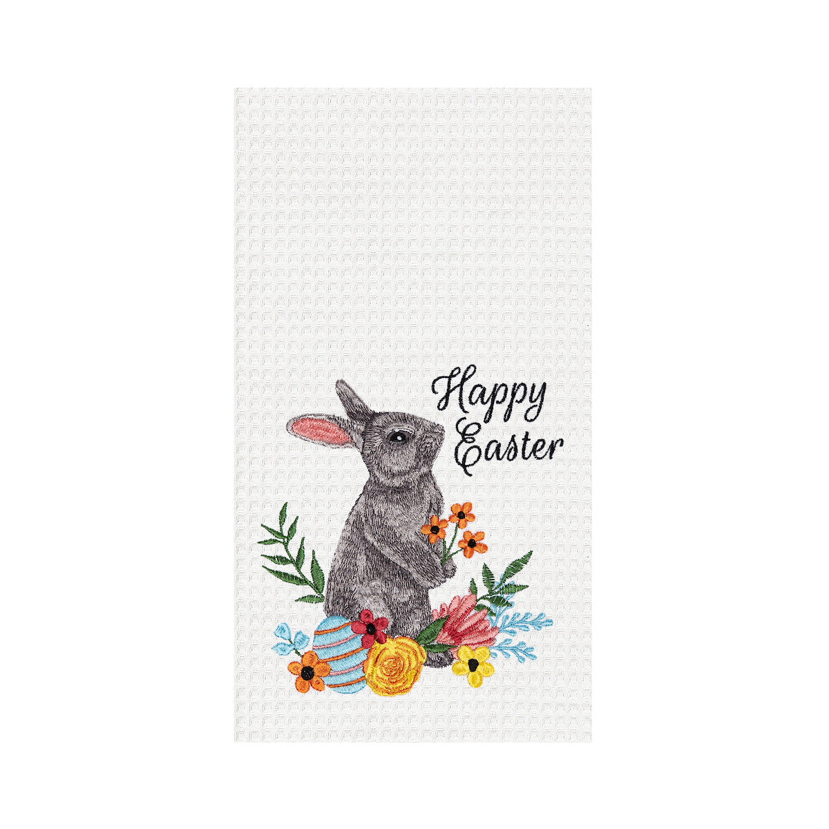 Happy Easter Bunny Waffle Weave Kitchen Towel