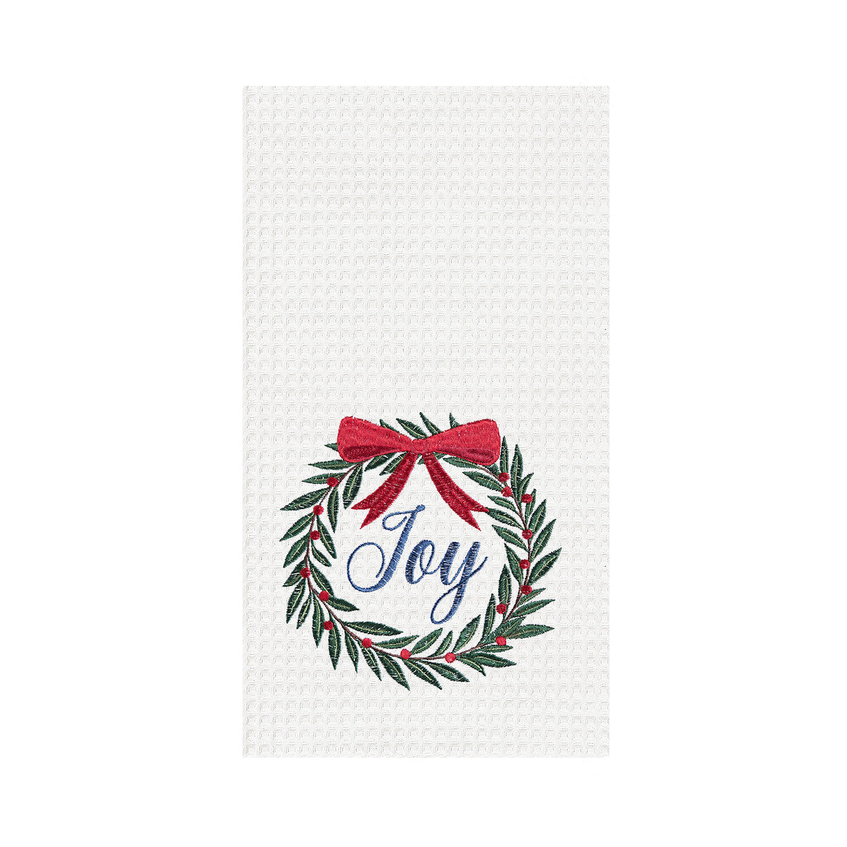 Joy Wreath Waffle Weave Kitchen Towel