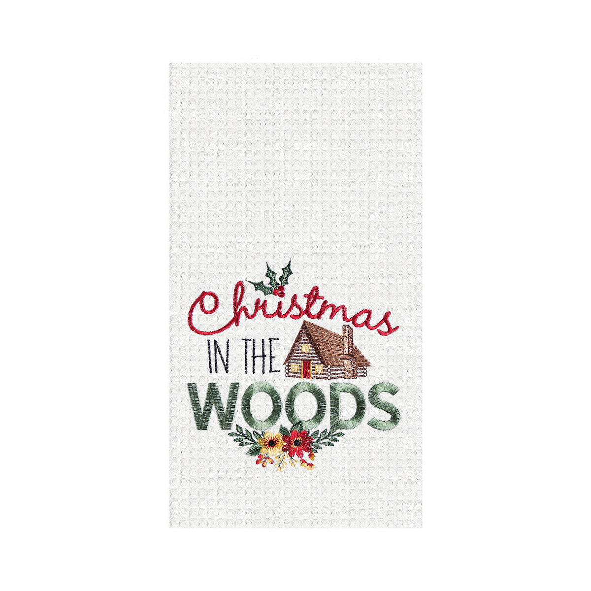 Christmas In The Woods Waffle Weave Kitchen Towel