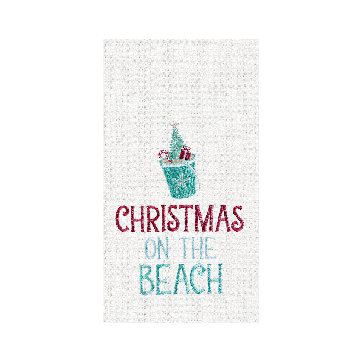 Christmas On The Beach Waffle Weave Kitchen Towel
