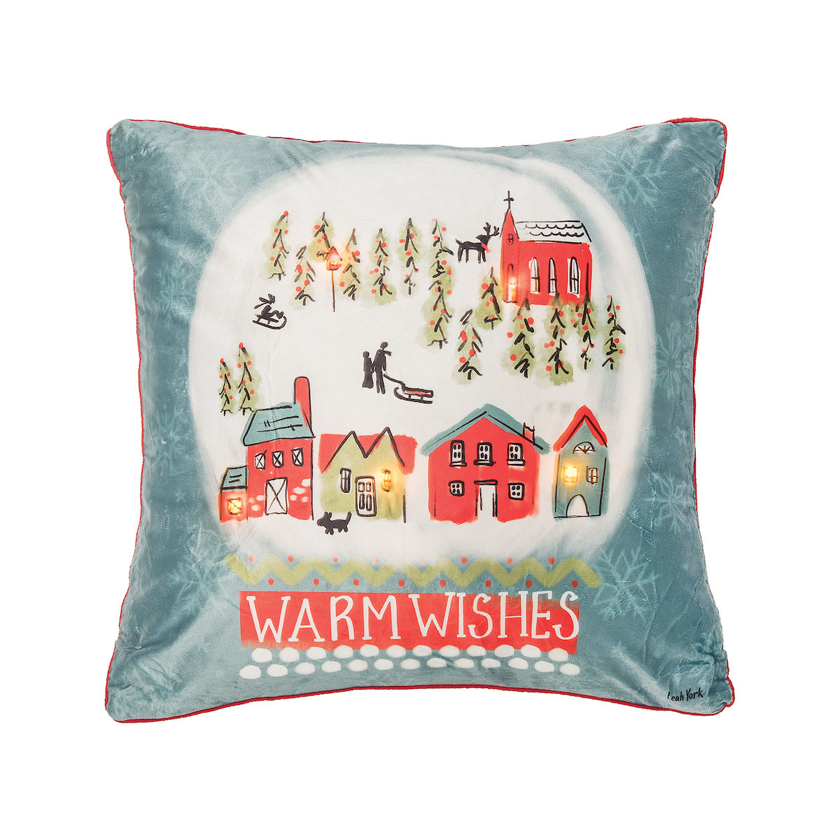 Warm Wishes Snow Globe LED Pillow