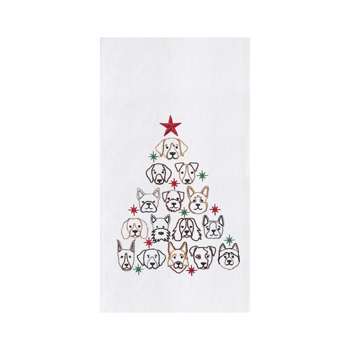 Dog Face Christmas Tree Flour Sack Kitchen Towel