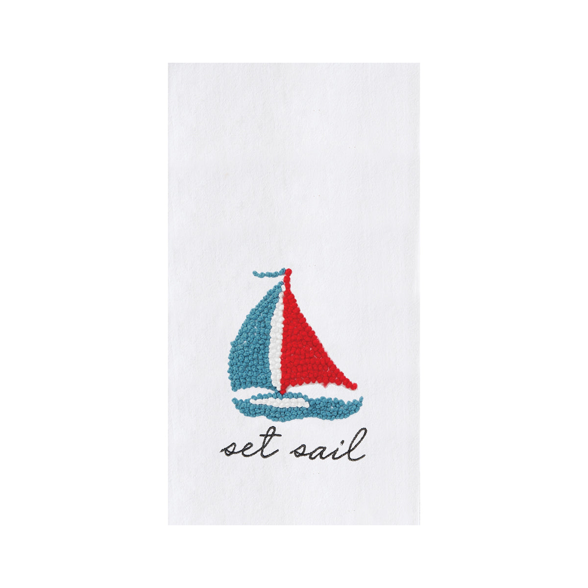 Sailboat French Knot Kitchen Towel