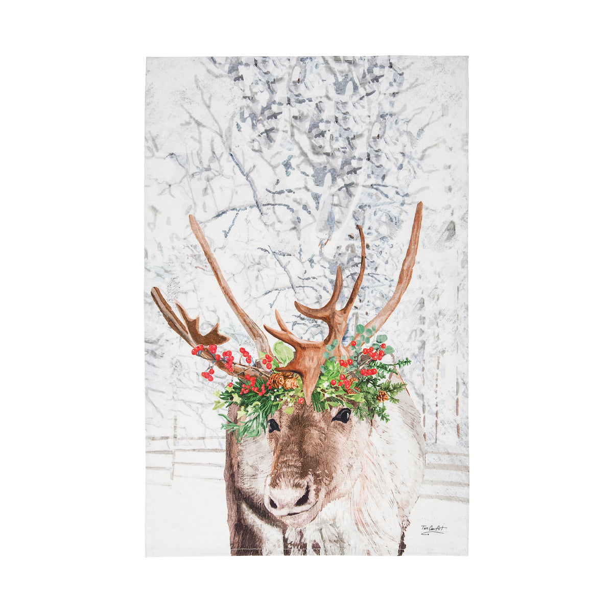 Reindeer Flower Crown Kitchen Towel