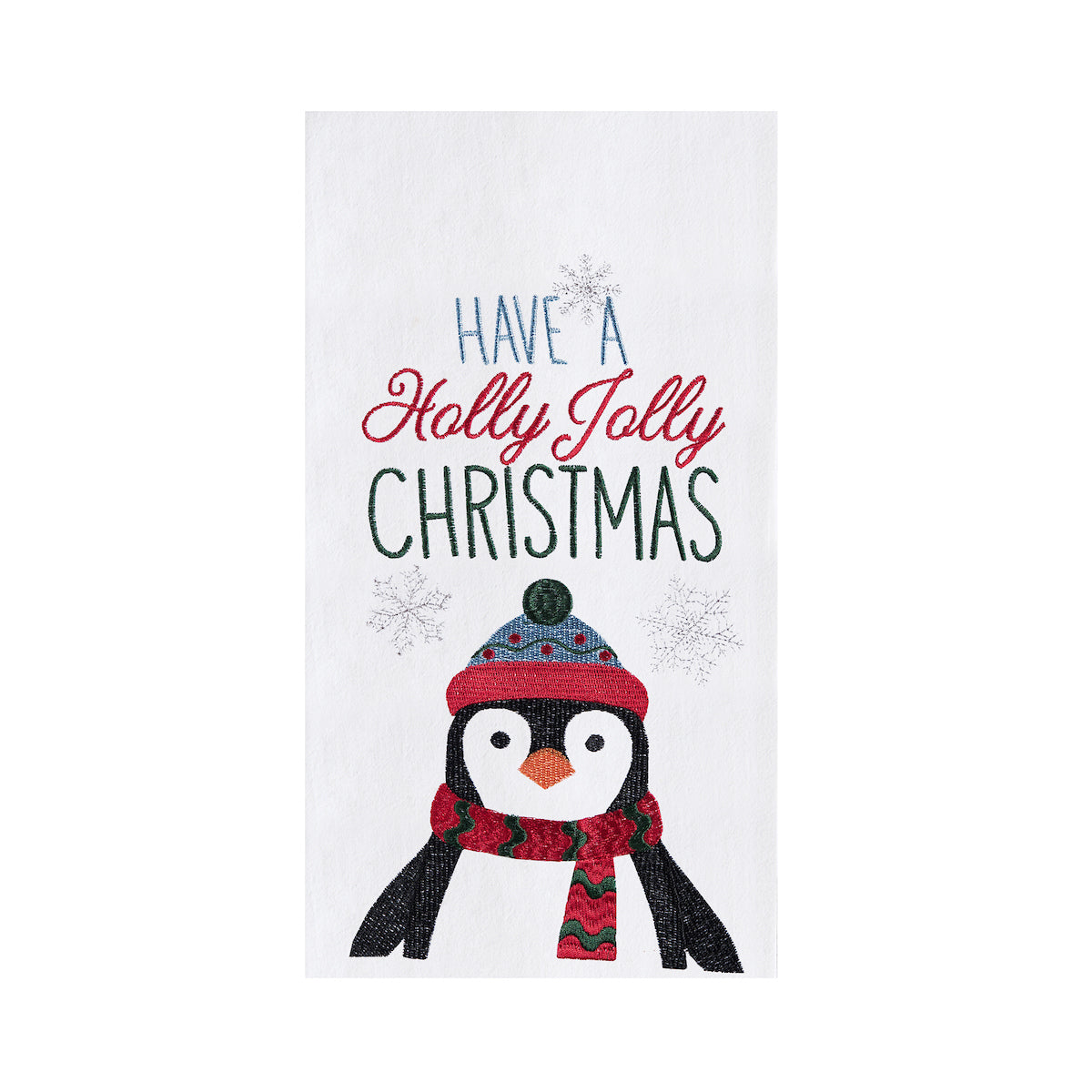 Holly Jolly Penguin Flour Sack Kitchen Towel