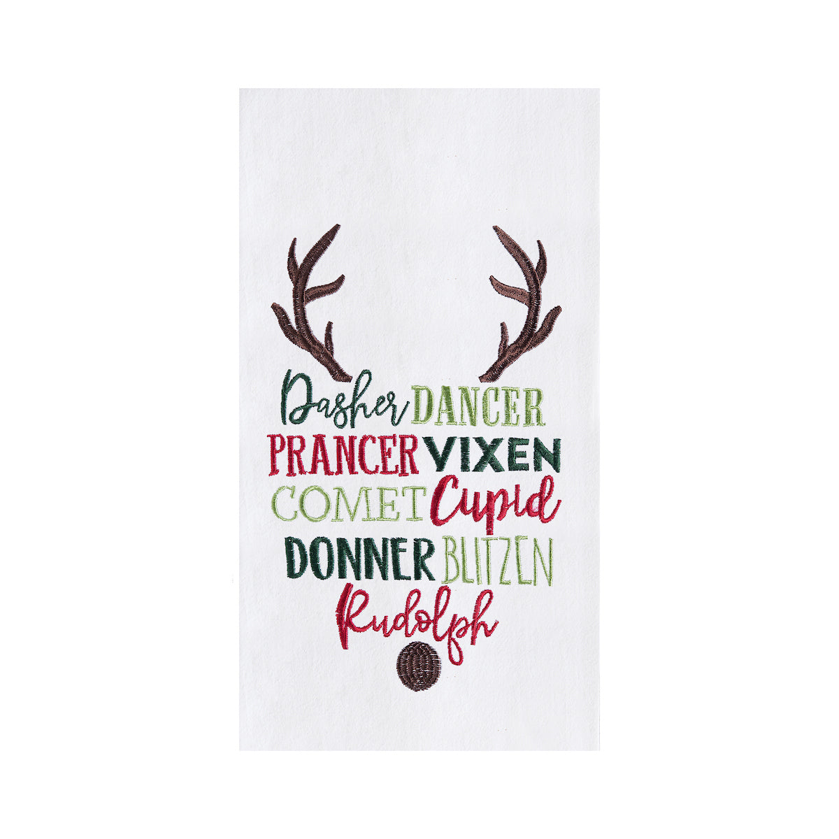 Reindeer Names Flour Sack Kitchen Towel