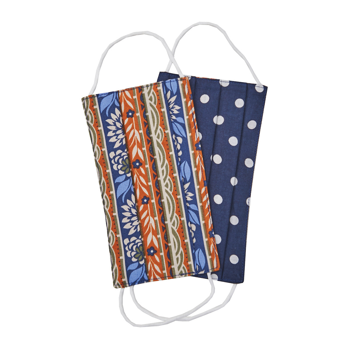 Navy Brown Stripe Cotton Face Covering