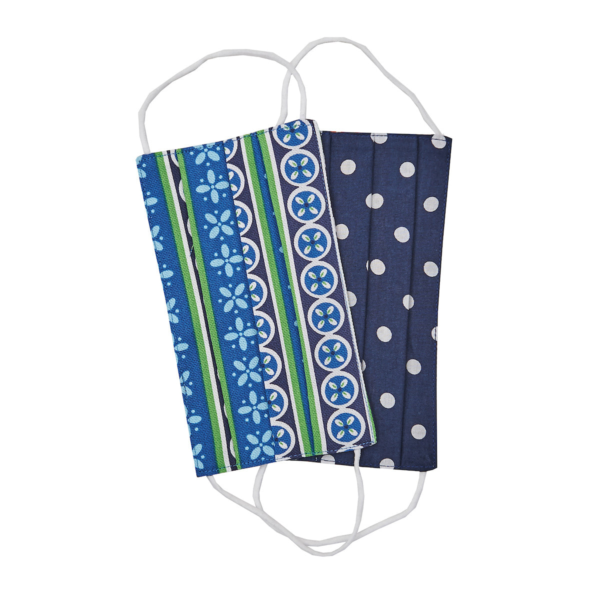Blue Circle Stripe Cotton Face Covering
