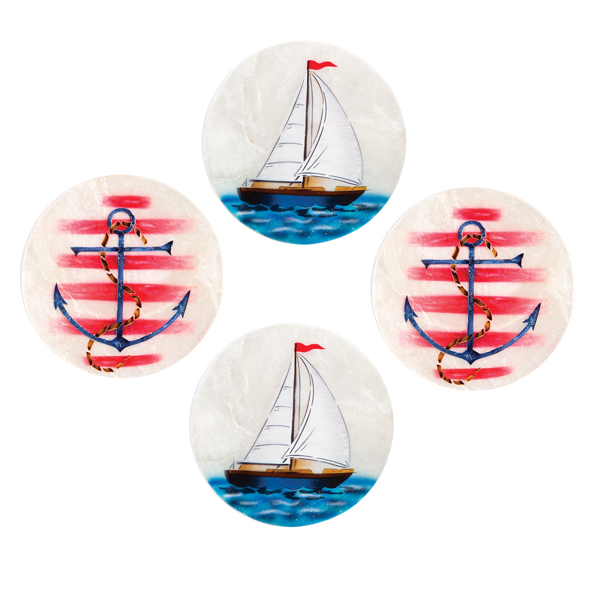 Nautical Pearlized Coaster, Set of  4