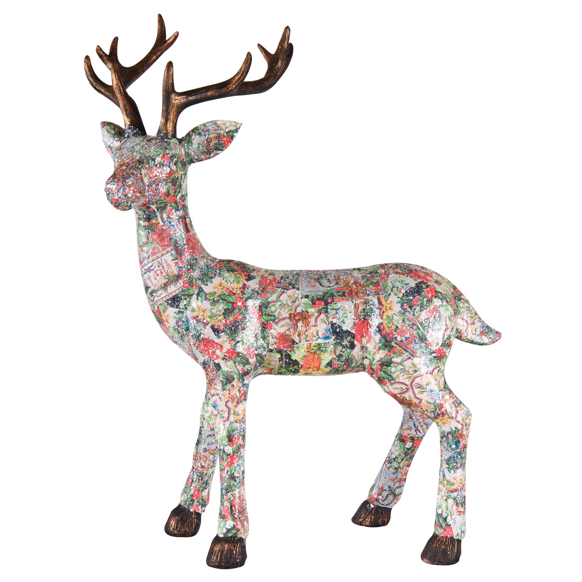 Decoupage Standing Stag Figurine