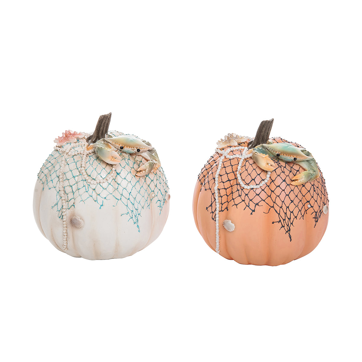 Large Fishing Net Pumpkin Figurine, Asst. of 2