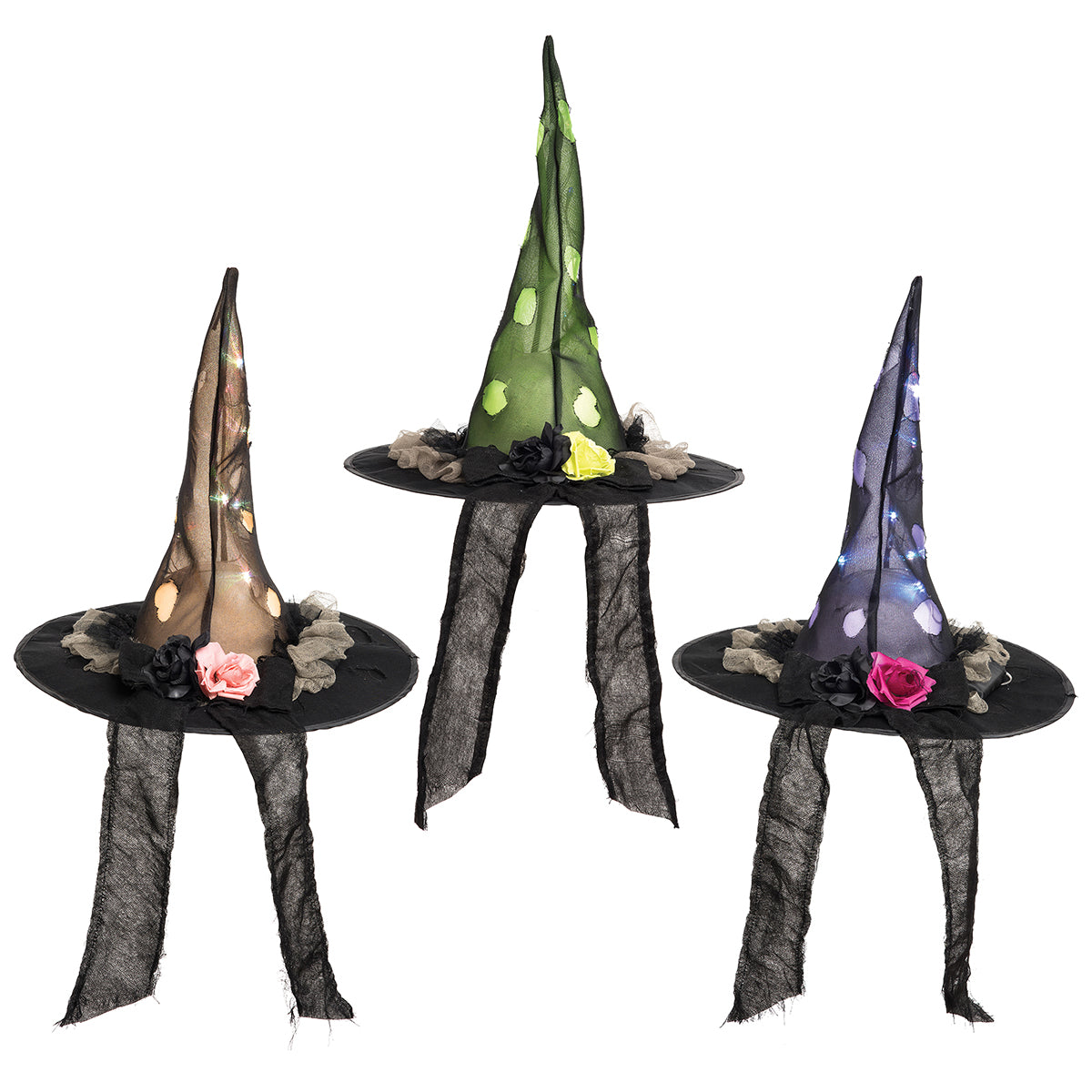 Luminous LED Witch Hat, Asst. of 3