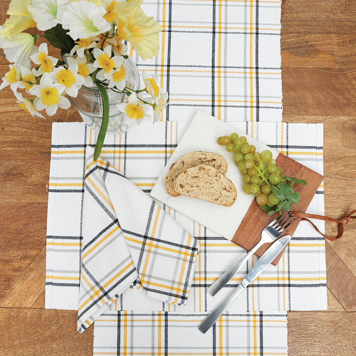 Honey Bee Plaid Table Linens