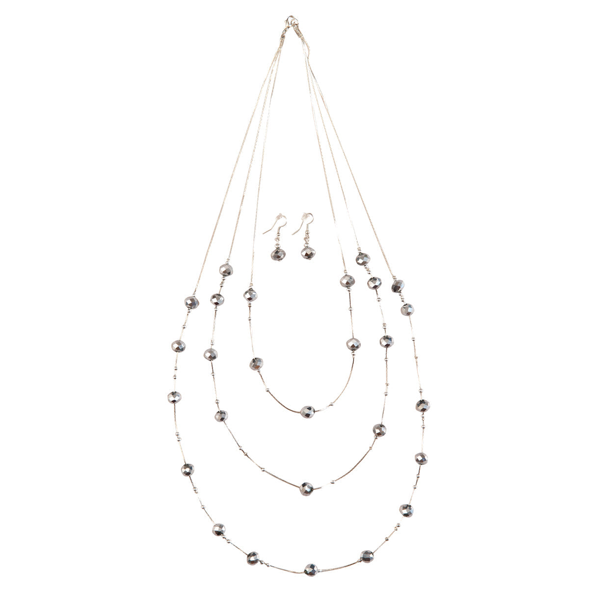 Silver Crystal Necklace Set