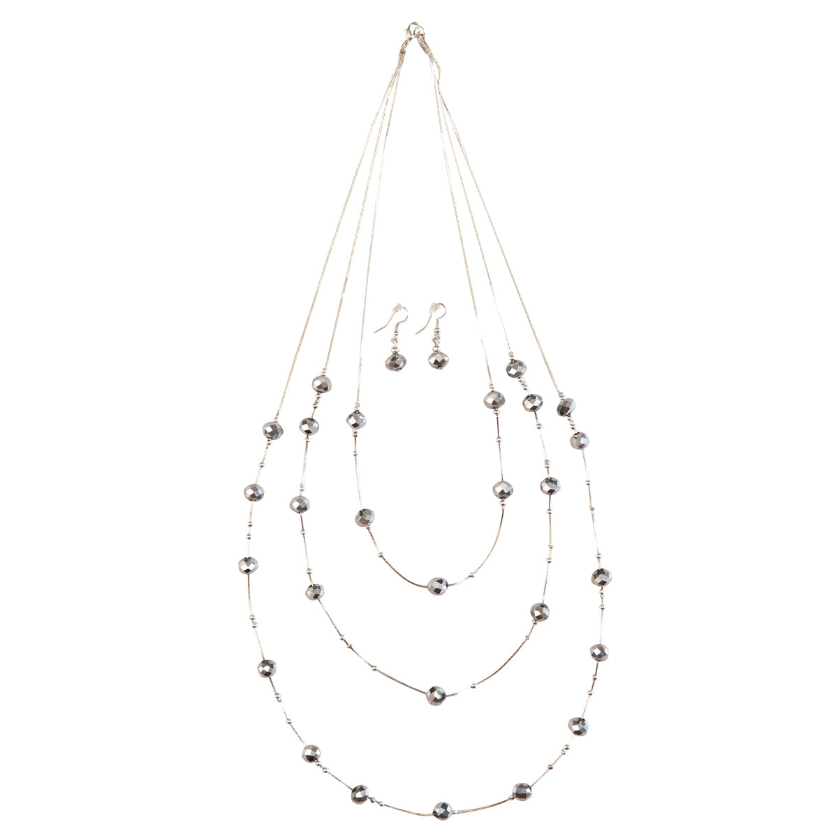 Silver Crystal Necklace Set