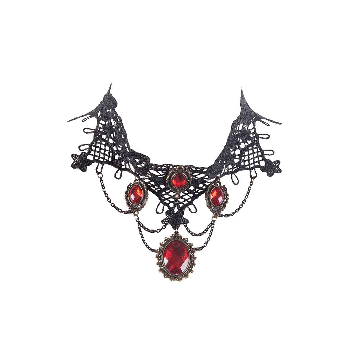 Red Jewel & Lace Choker