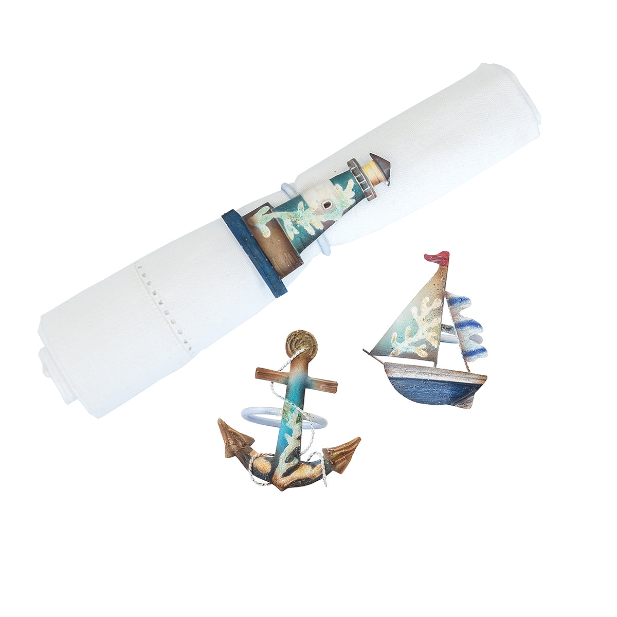 Nautical Trio Napkin Ring, Asst. of 3