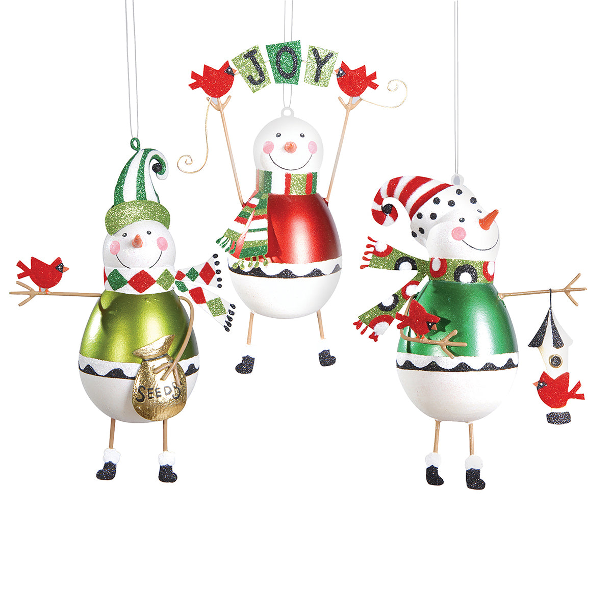 Snowman & Bird Pals Ornaments, Asst. of 3