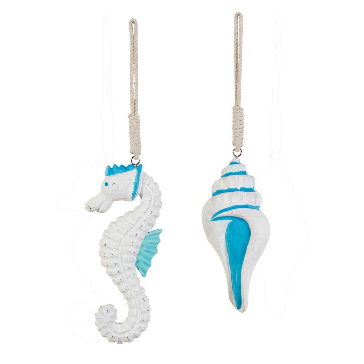 Seaside Carved Wood Ornaments, Asst. of 2