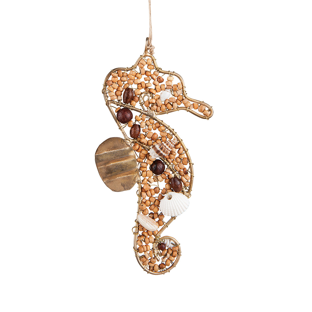 Natural Beaded Seahorse Ornament