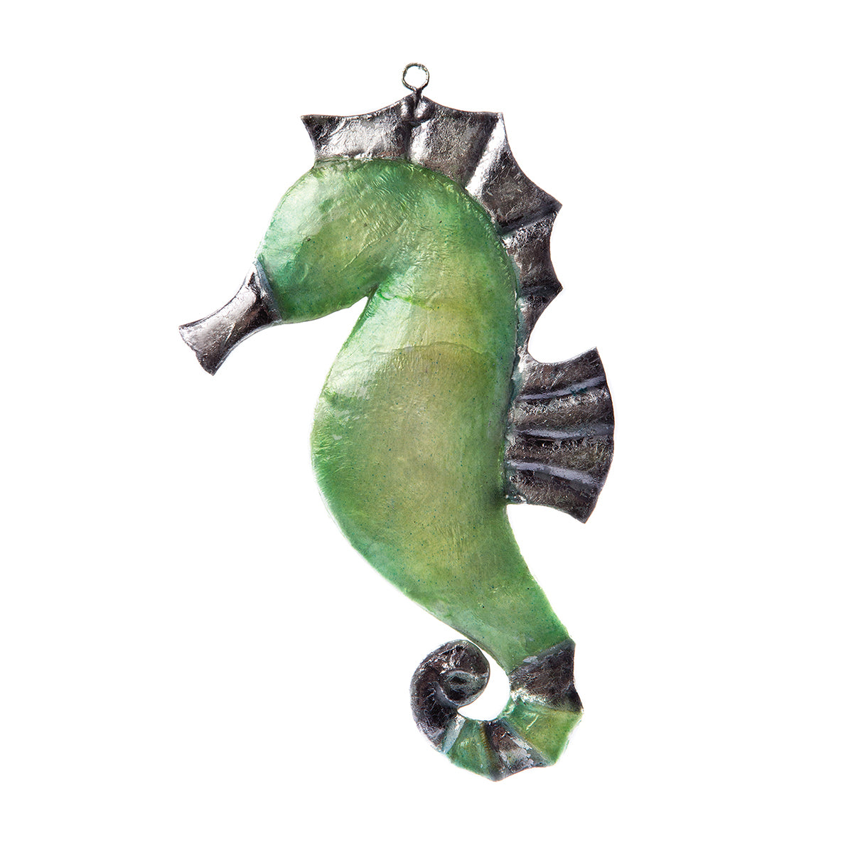 Silver Leaf Seahorse Ornament