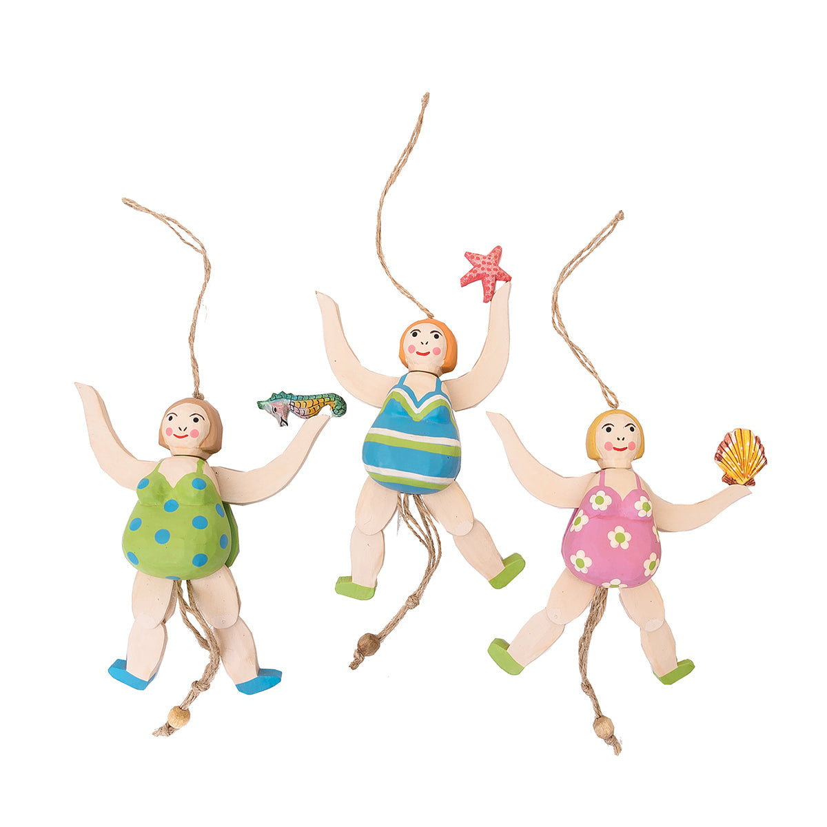 Jumping Swimsuit Lady Ornaments, Asst. of 3