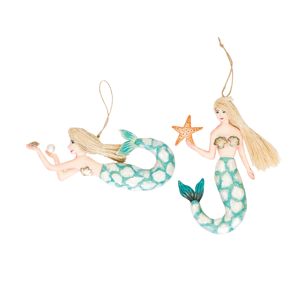 Mosaic Mermaid Ornaments, Asst. of 2