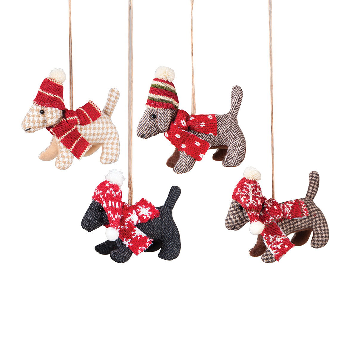 Dogs in Plaid Ornaments, Asst. of 12