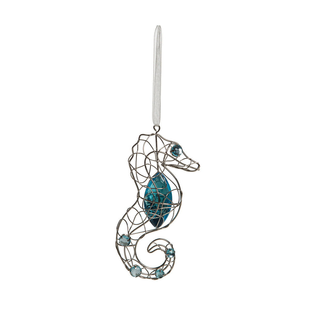 Jeweled Blue Seahorse Ornament