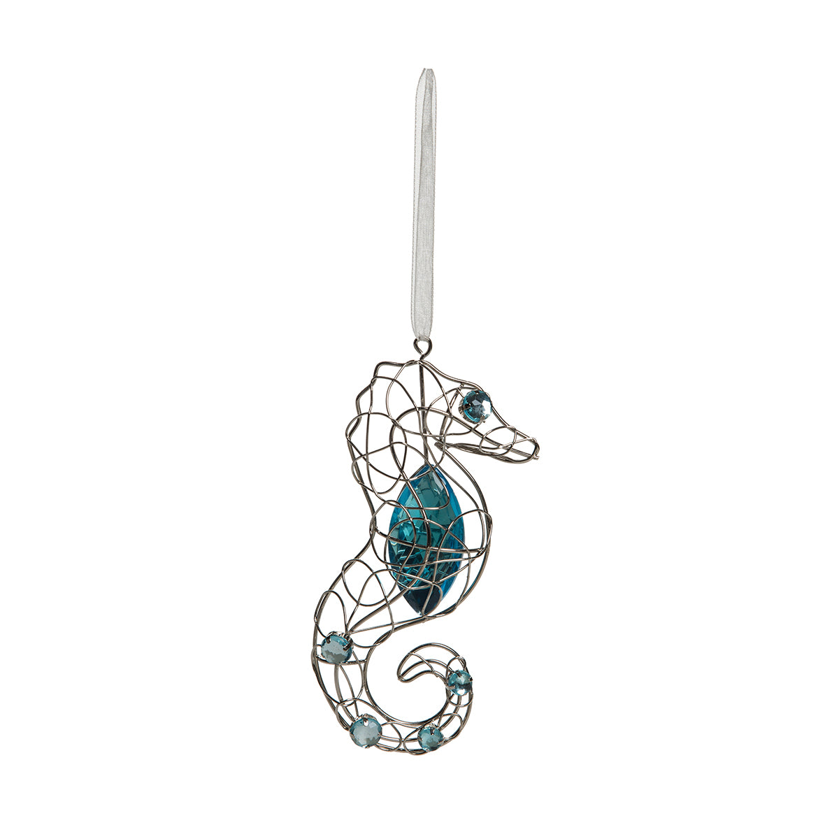 Jeweled Blue Seahorse Ornament