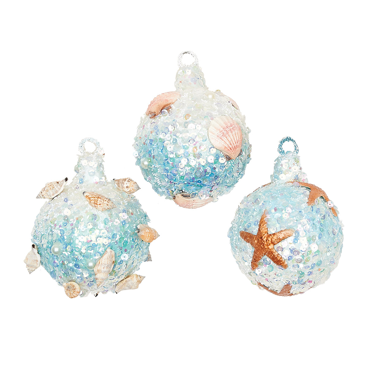 Crystal Beach Round Ornaments, Asst. of 3