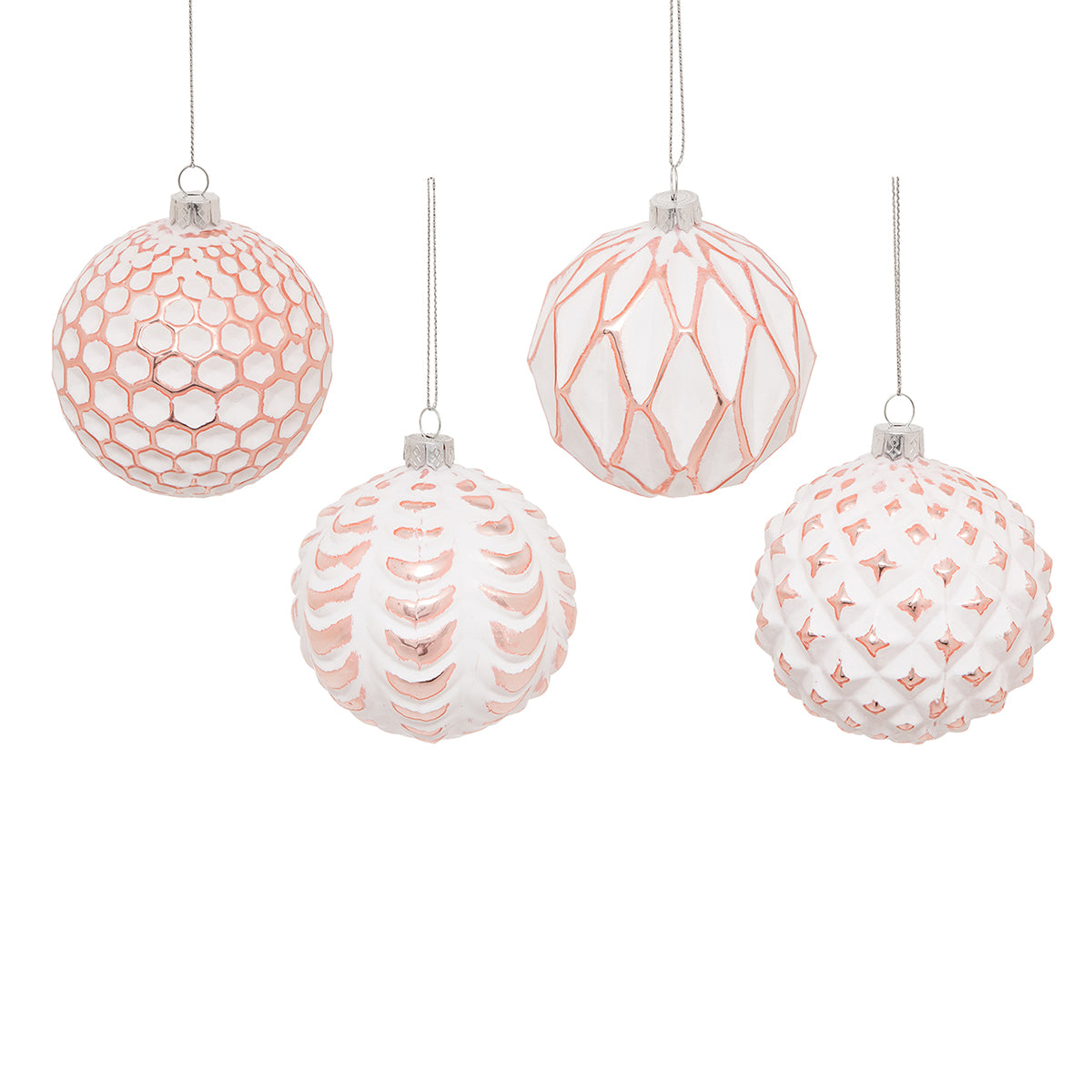 Geo Rose Gold Ornaments, Asst. of 4