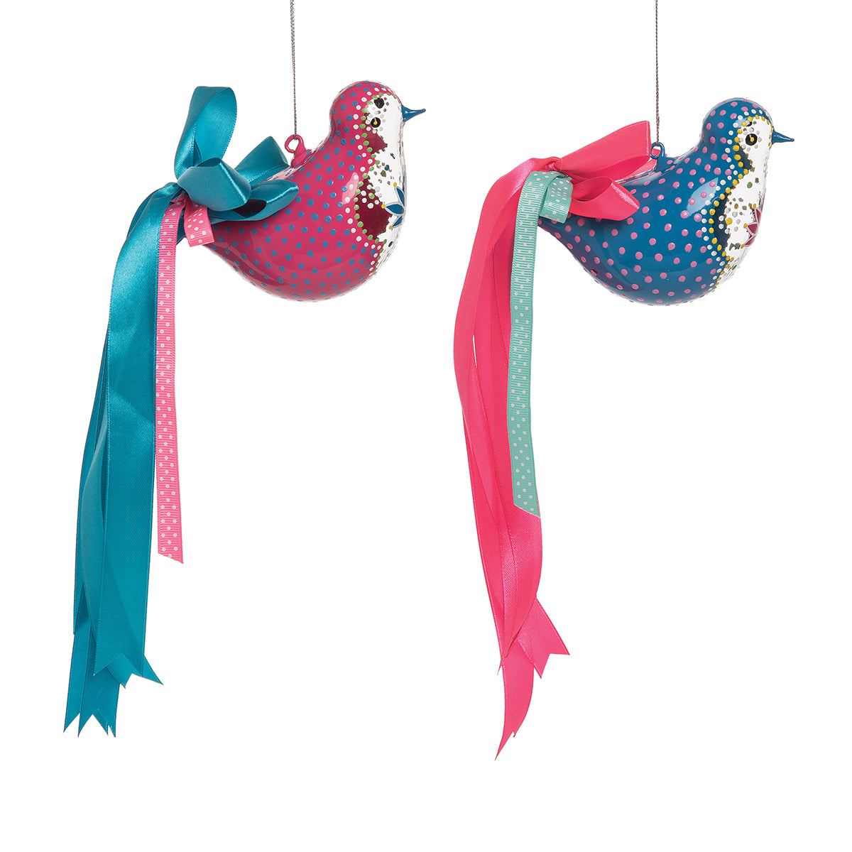 Boho Painted Bird Ornaments, Asst. of 2