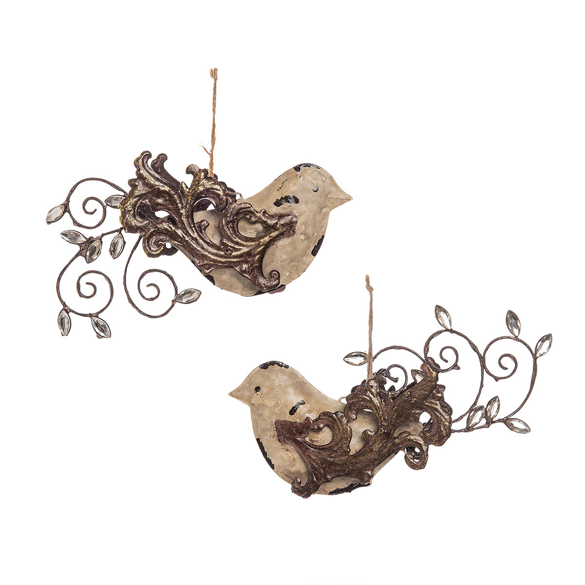 Scrollwork Bird Ornaments, Asst. of 2