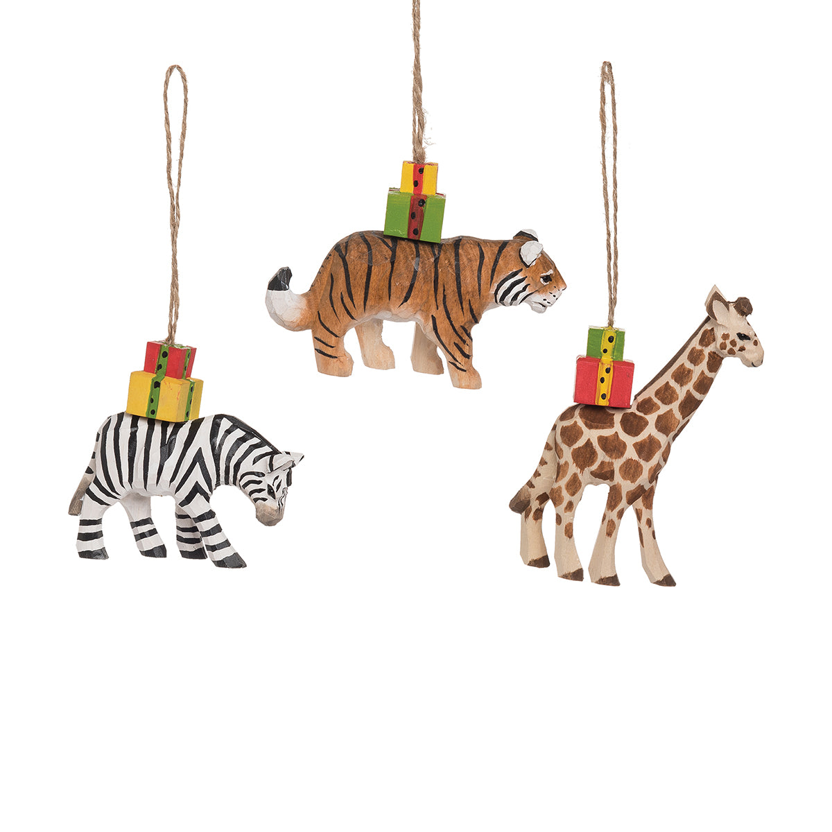 African Animal Gifts Ornaments, Asst. of 3