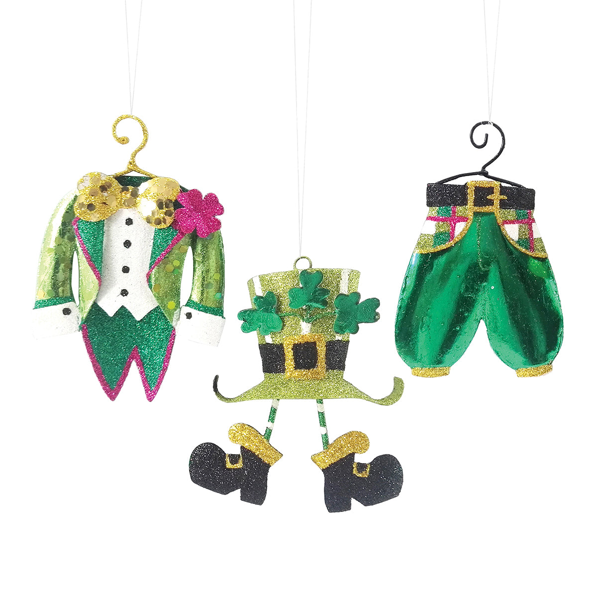 Leprechaun Clothes Ornaments, Asst. of 3