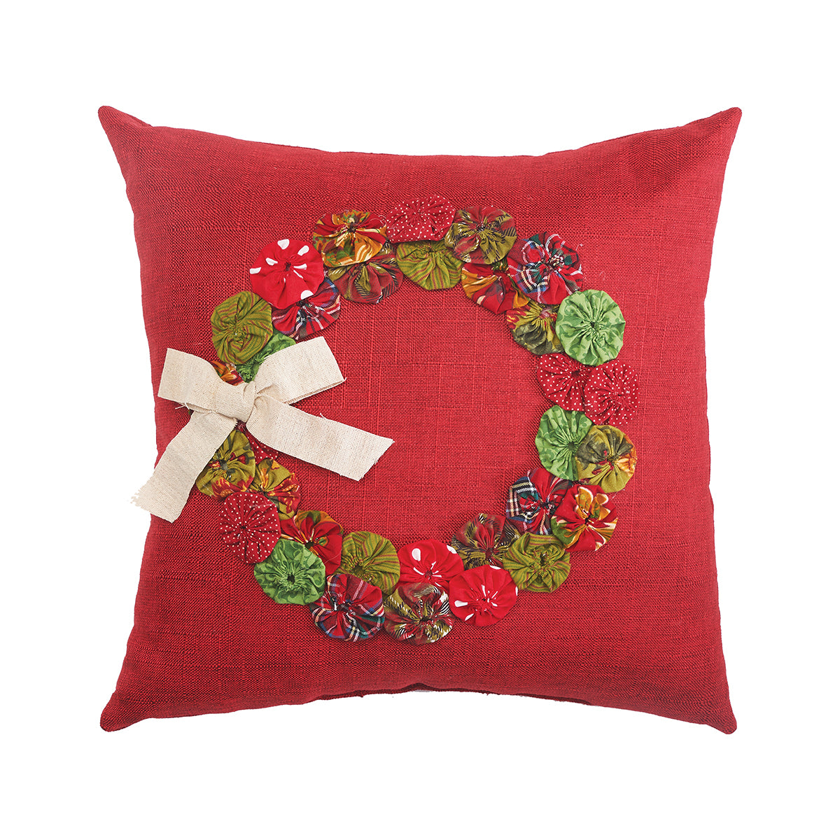 Holiday Yo-Yo Wreath Pillow