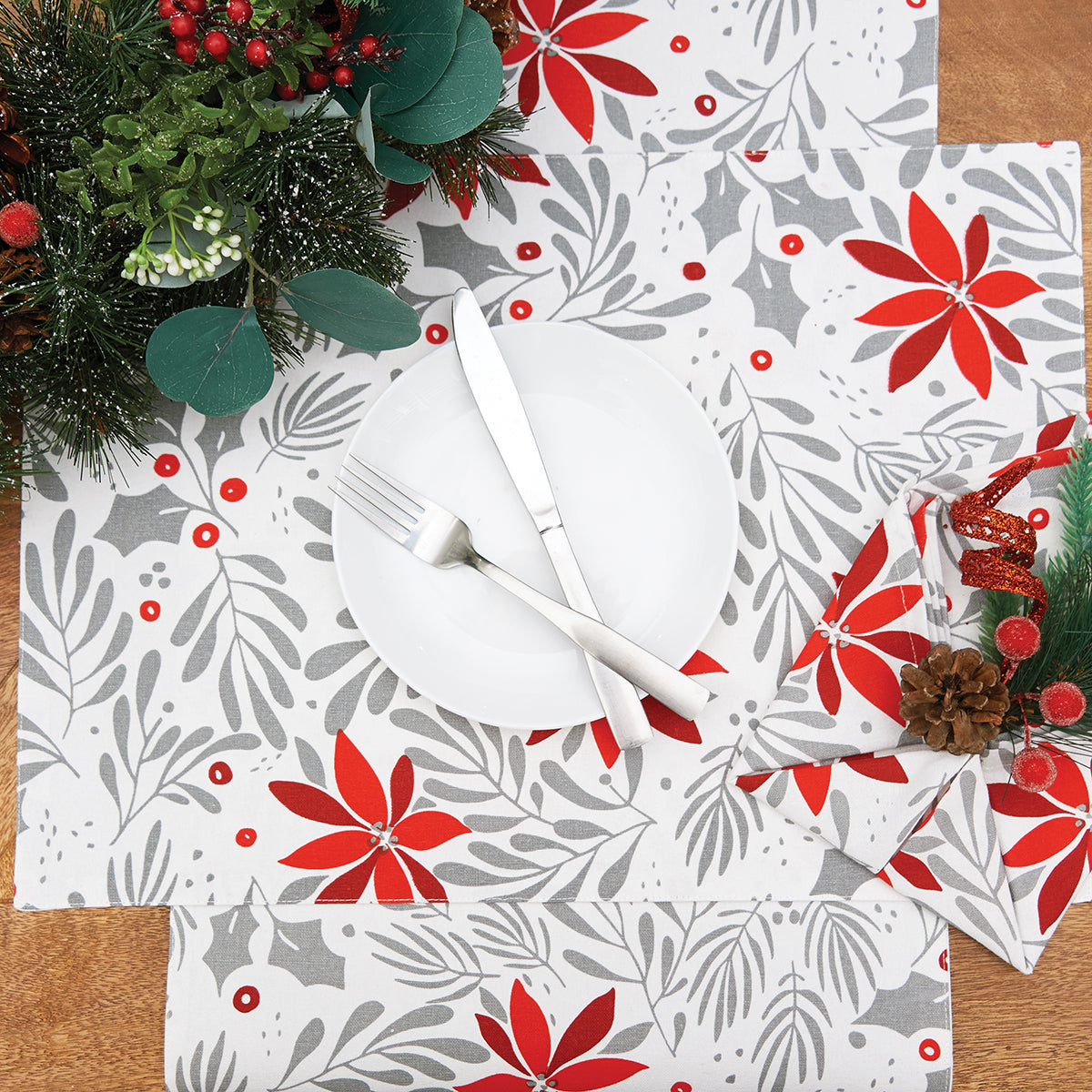 Poinsettia Christmas Table Linens
