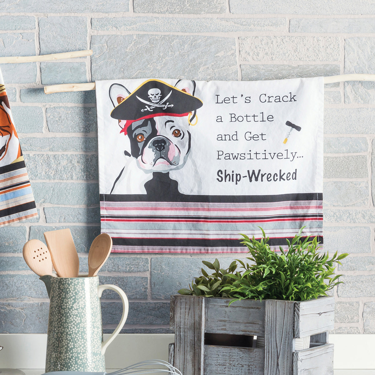 Nauti Dogs French Bull Dog Pirate Towel