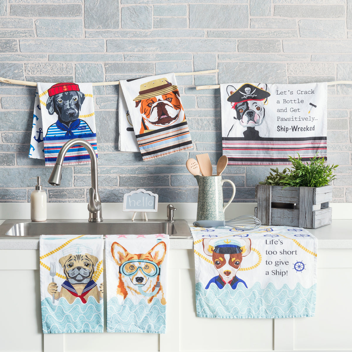 Nauti Dogs French Bull Dog Pirate Towel