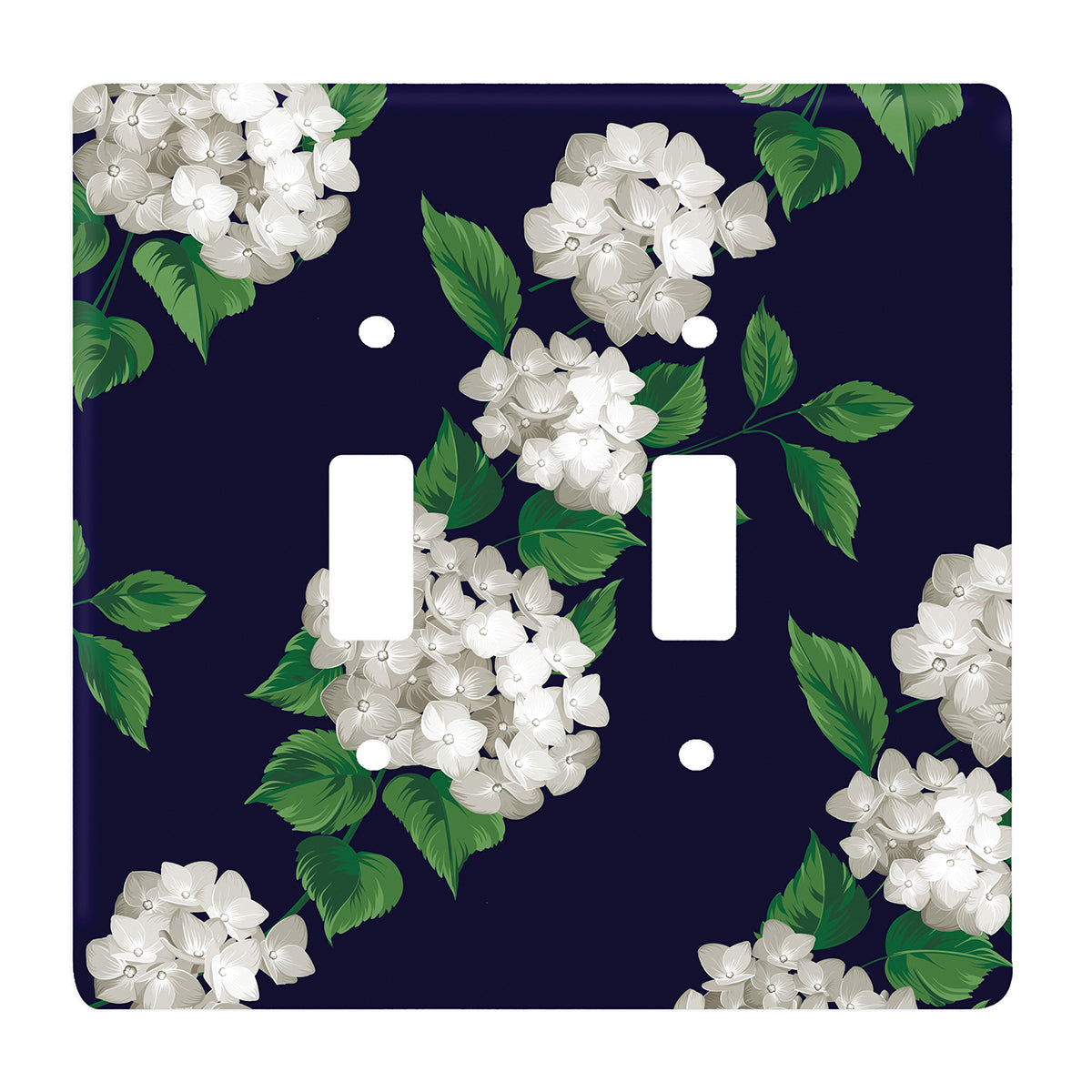 Navy & White Hydrangea Switchplate